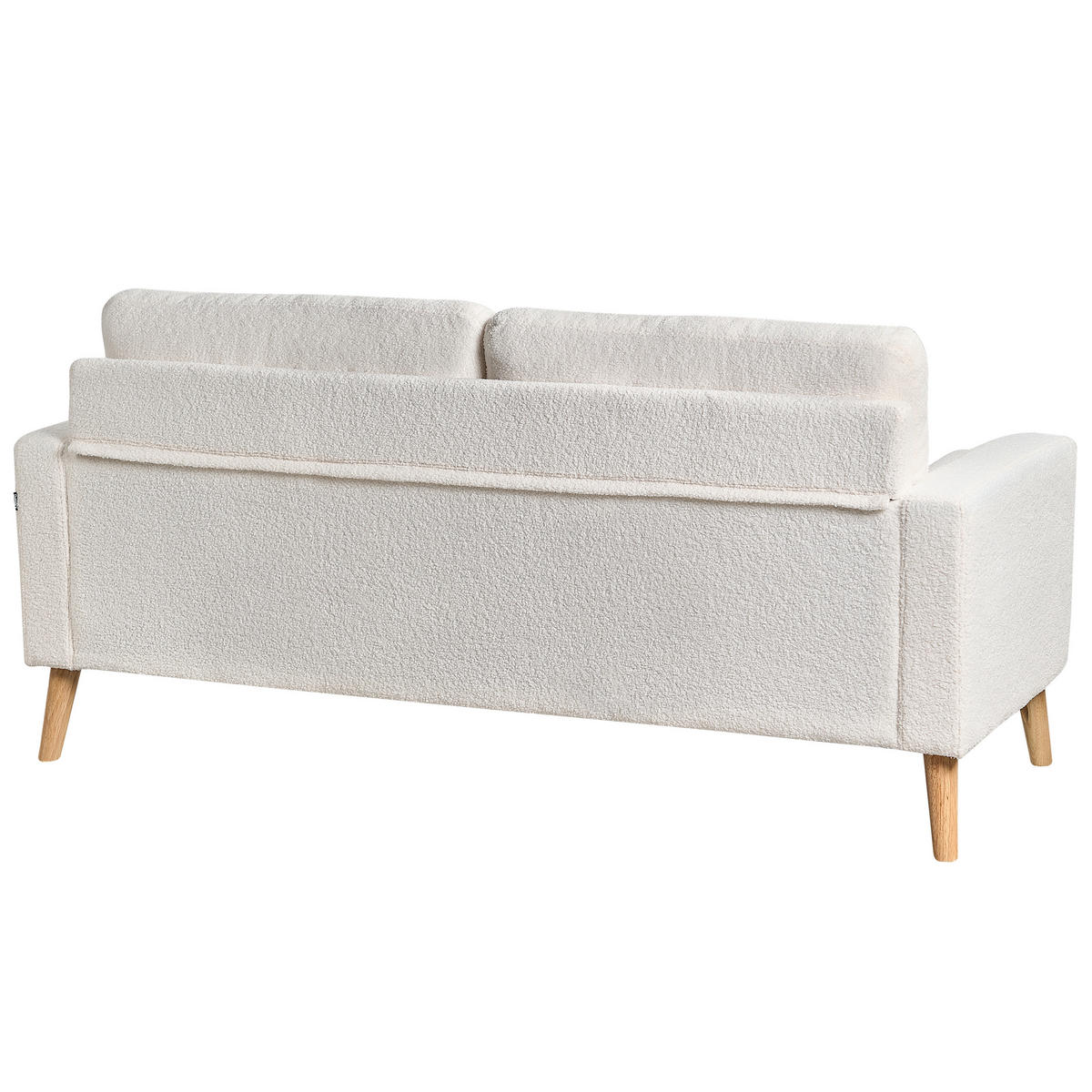 2-SITZER-SOFA Teddy-Optik cremeweiß Kalmar - Hellbraun/Weiß, Textil (182/88/74cm) - Beliani