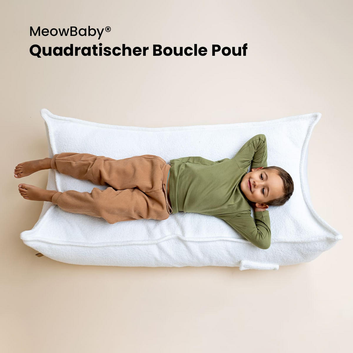 SITZPOUF für Kinder, Quadratisch, Bearly, Weiß - Weiß, Textil (65/35/60cm) - MeowBaby