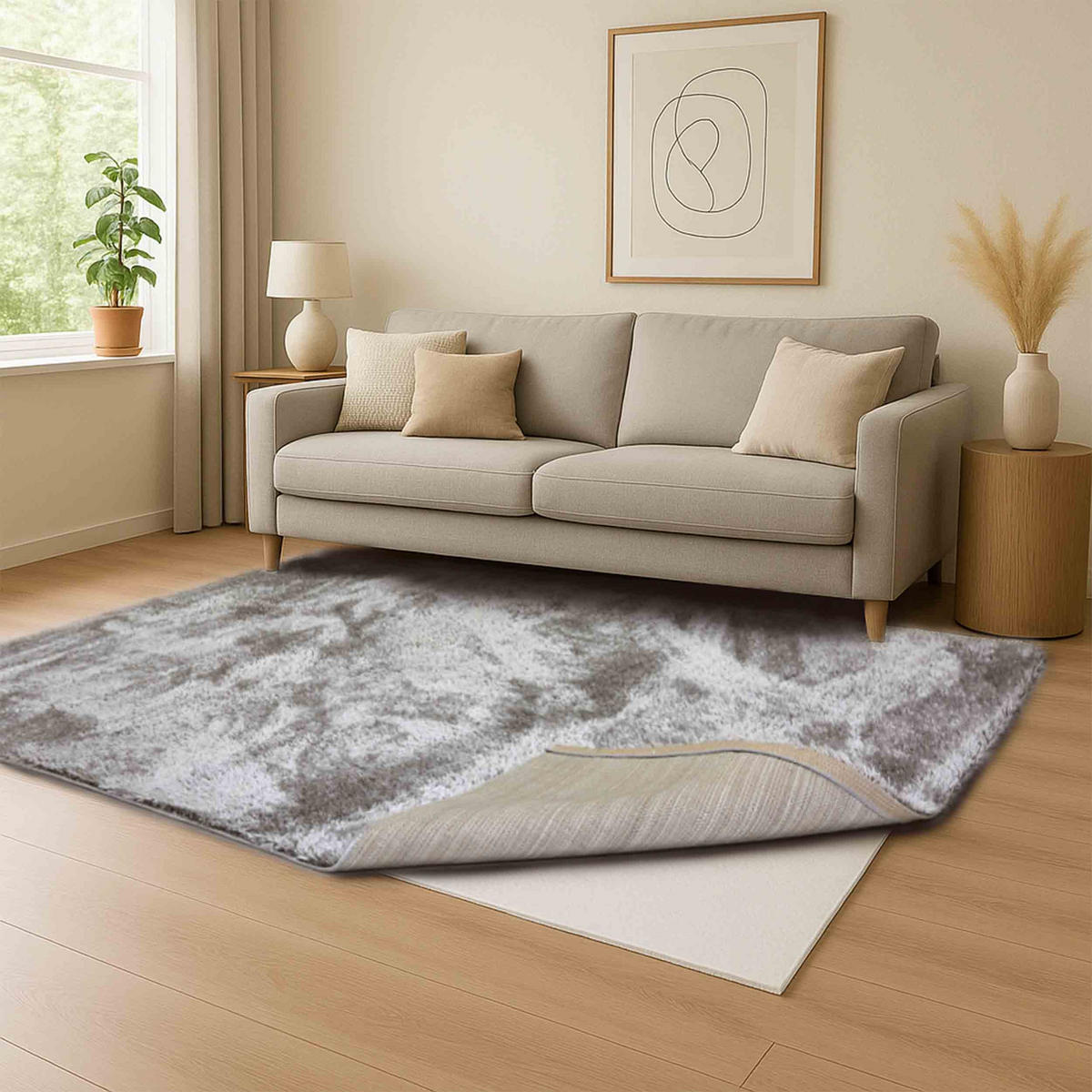 HOCHFLORTEPPICH PAULIE - Silberfarben, Textil (80/150cm) - Astra