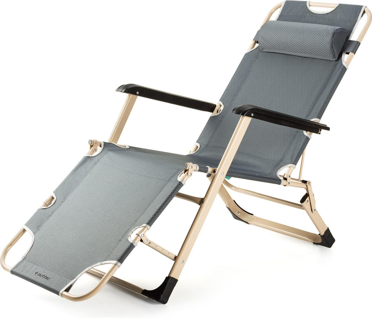 GARTEN-RELAXSESSEL mit Kissen, 180/52 cm, bis 120 kg - Grau, Metall (180/76/52cm) - Outtec