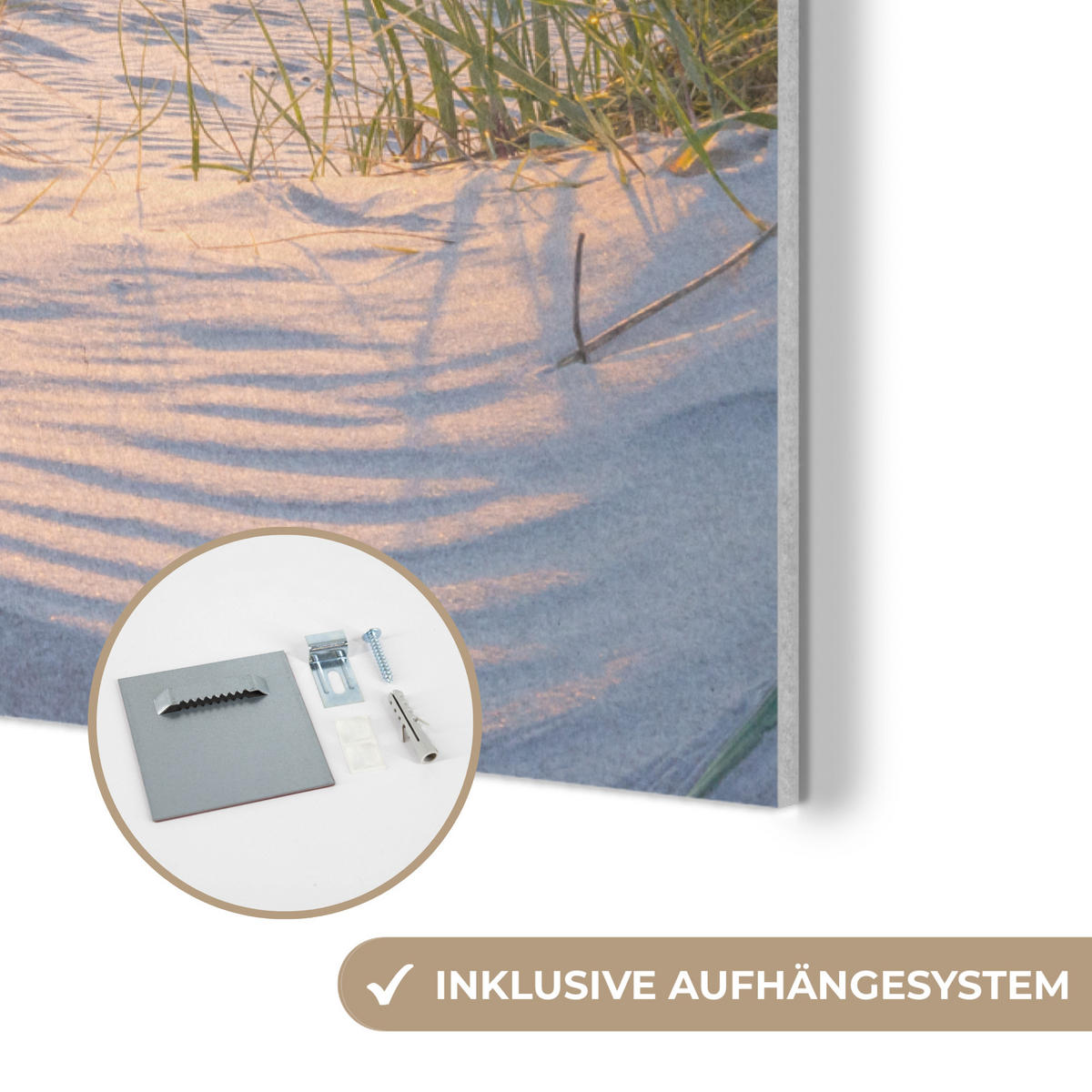 AKUSTIKBILD Strand - Sonne - Düne - Gras - Sand - Horizont Wanddeko 60x90 cm - Hellblau, Kunststoff (60/90/0.9cm) - MuchoWow
