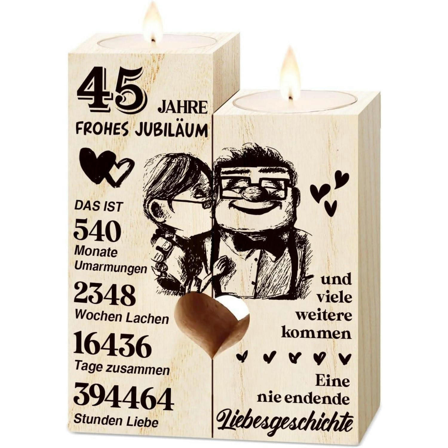 KERZENSTÄNDER Holz 45. Hochzeitstag Geschenk - Braun, Holz (4.5/12/9cm)