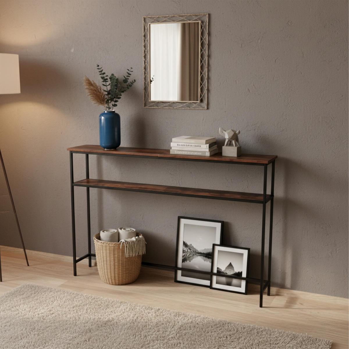 KONSOLENTISCH - Braun, Holzwerkstoff/Metall (20/120/80cm) - Relaxdays