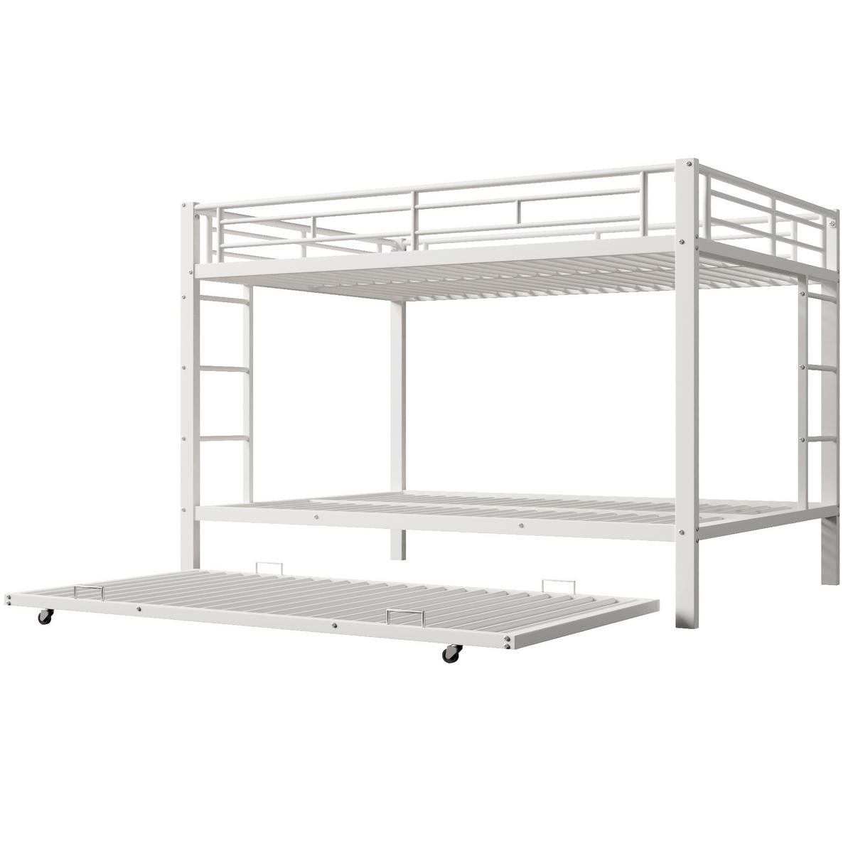 ETAGENBETT 140/200 cm aus Metall mit Ausziehbett, Weiß - Weiß, Metall (140/200cm) - OKMYHOME