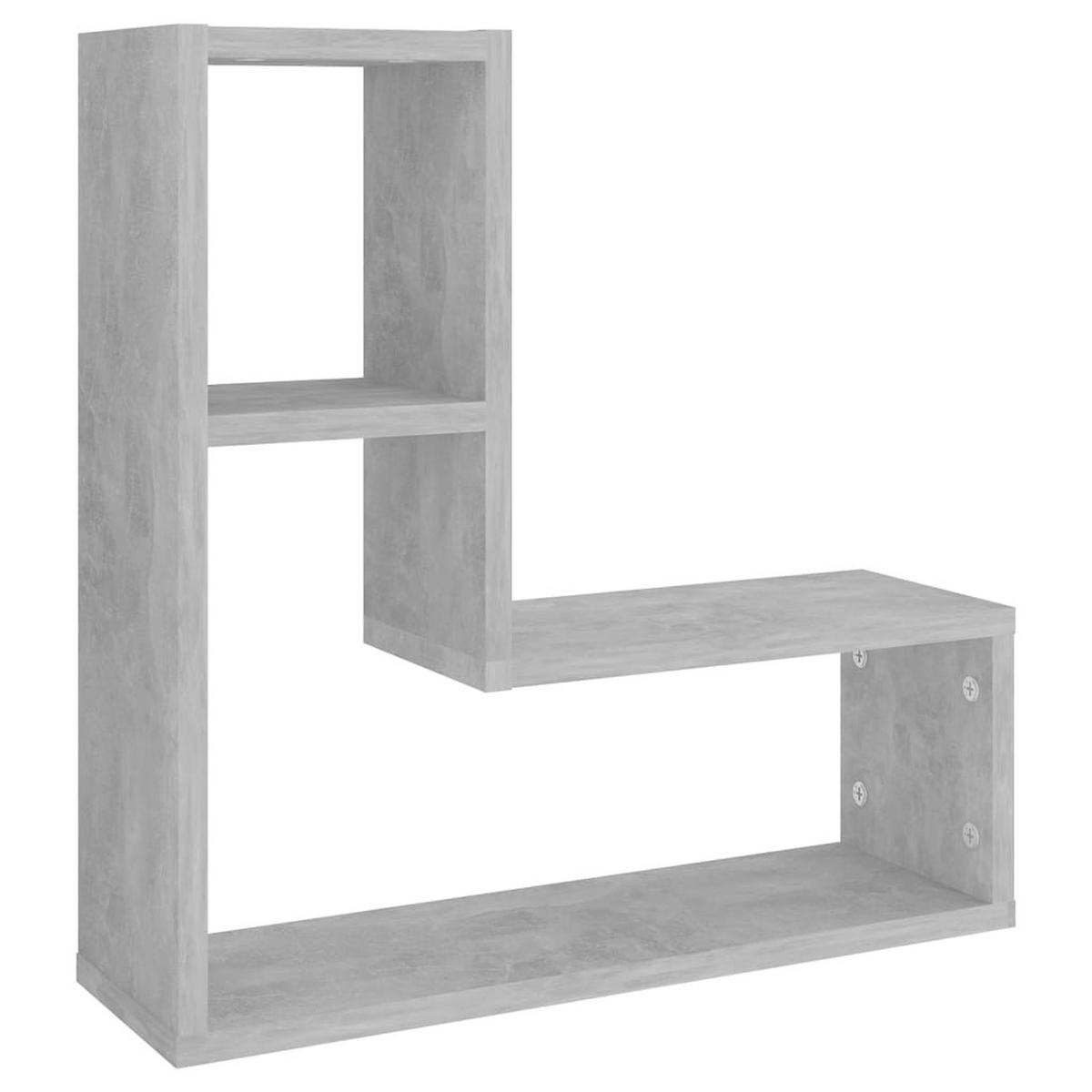 WANDREGALSET L-Form 2-teilig 50/15/50 cm aus Holzwerkstoff Betongrau - Grau, Holz (50/50/15cm) - vidaXL