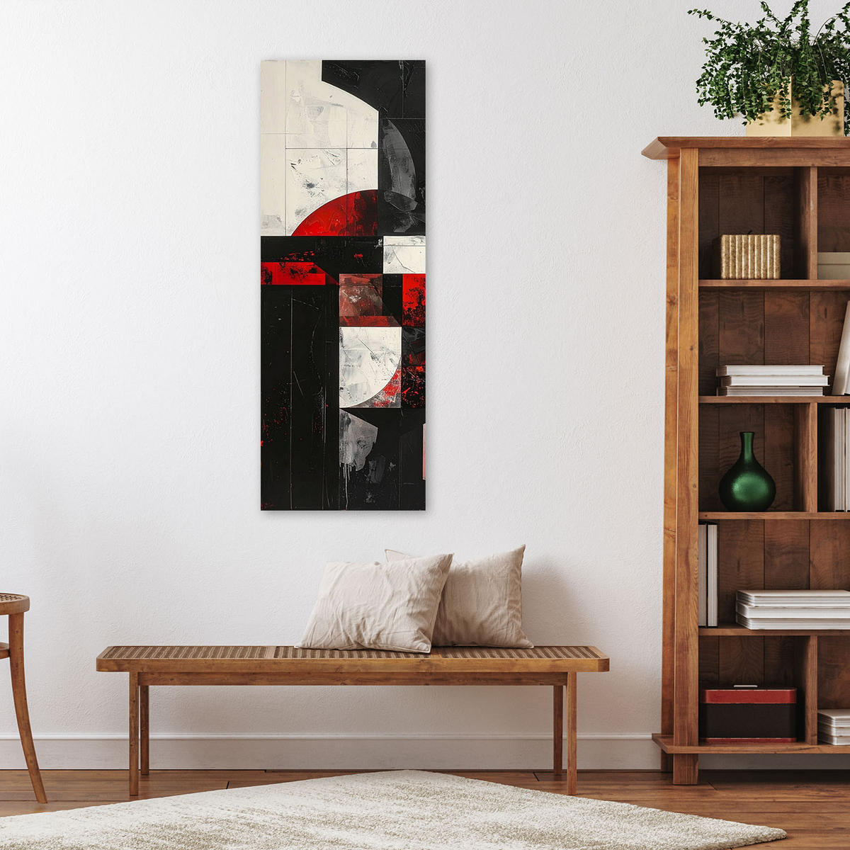 LEINWANDBILD 3D und geometrisch 50x150cm - Rot, Textil (50/150cm) - Feeby