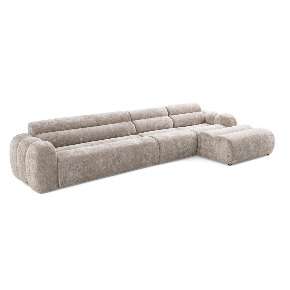 5-SITZER modulares Ecksofa VEER SET 2 Rechts, 175x379 cm, Chenille Webstoff Beige - Beige/Schwarz, Holz/Kunststoff (175/379cm) - Muffo
