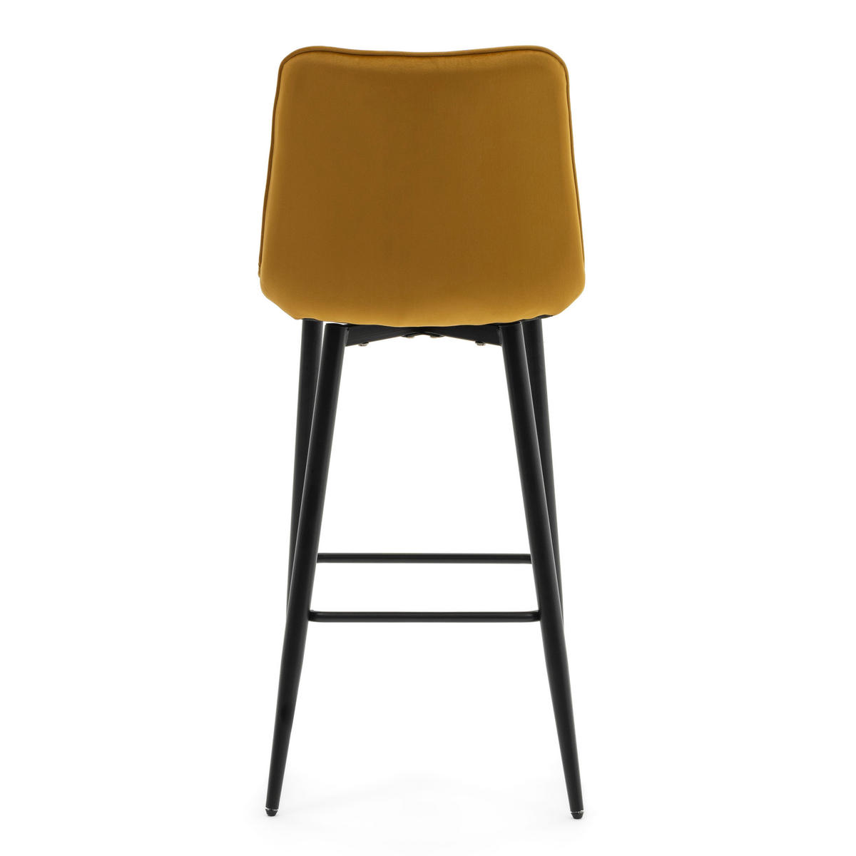 BARHOCKER CHIC gespolsterter mit Steppung - curry - Samt Velours - Currygelb/Schwarz, Textil/Metall (46/109/56cm) - NEW HOME