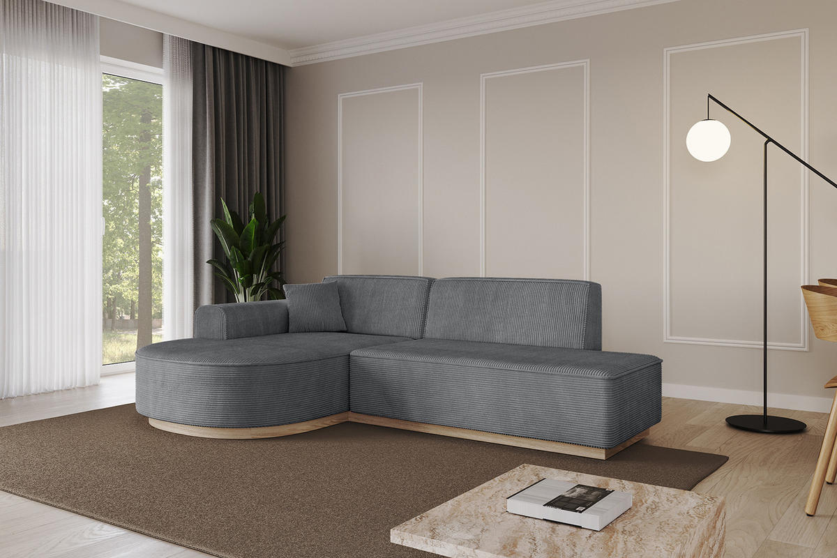 ECKSOFA Ottomane Links ARRIO-L1 - 243x171x83 cm Dunkelgrau - Dunkelgrau, Holzwerkstoff/Textil (243/171cm) - ALTDECOR