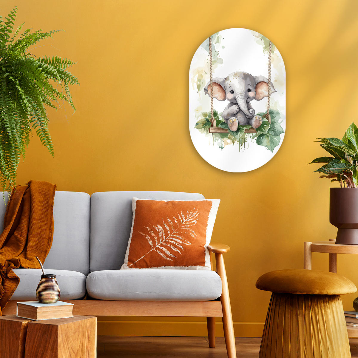 WANDBILD Elefant - Tier - Kinder - Dschungel 40x60 cm - Hellgrau, Kunststoff (40/60cm) - MuchoWow