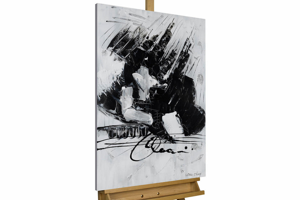 ACRYLBILD HANDGEMALT 60/90 cm - Schwarz, Holz/Textil (1.3/90cm) - KUNSTLOFT