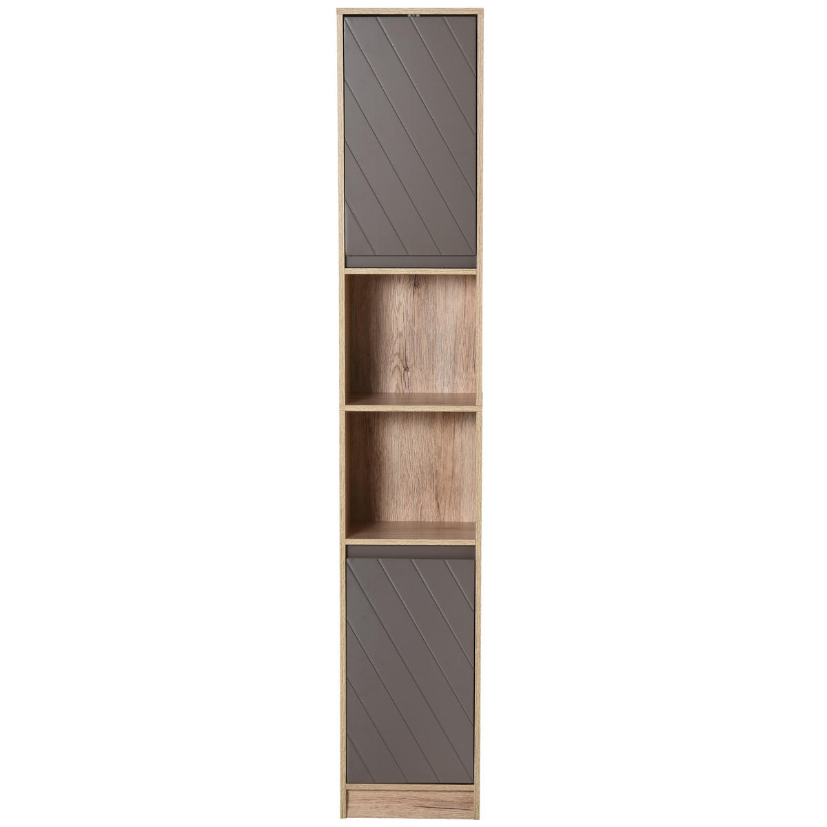 HOCHSCHRANK DE-12330 30/24/170 cm Eiche hell / Grau - Grau, Holzwerkstoff (24/170/30cm) - ComfortXL