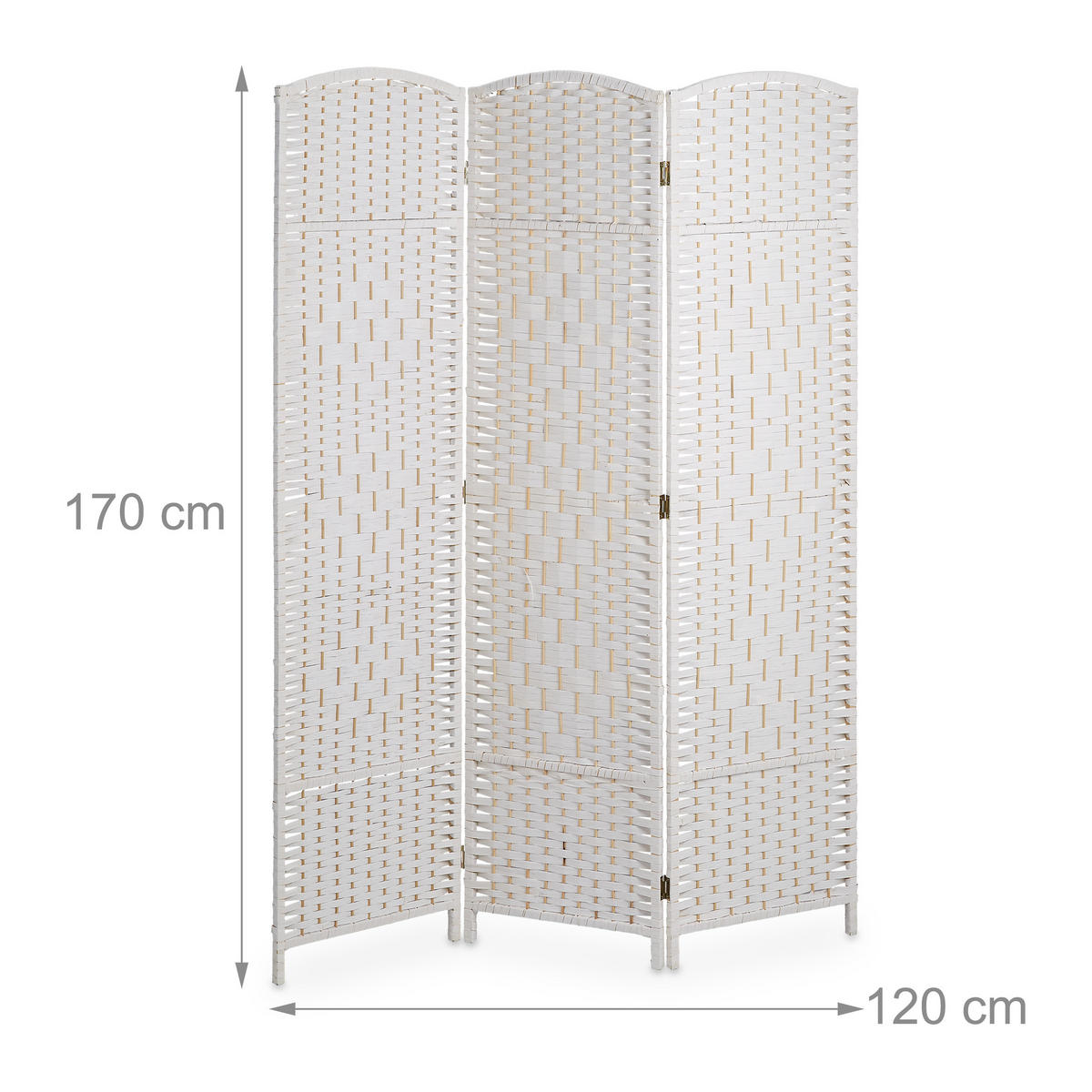 PARAVENT - Weiß, Holz/Papier (120/170/2cm) - Relaxdays