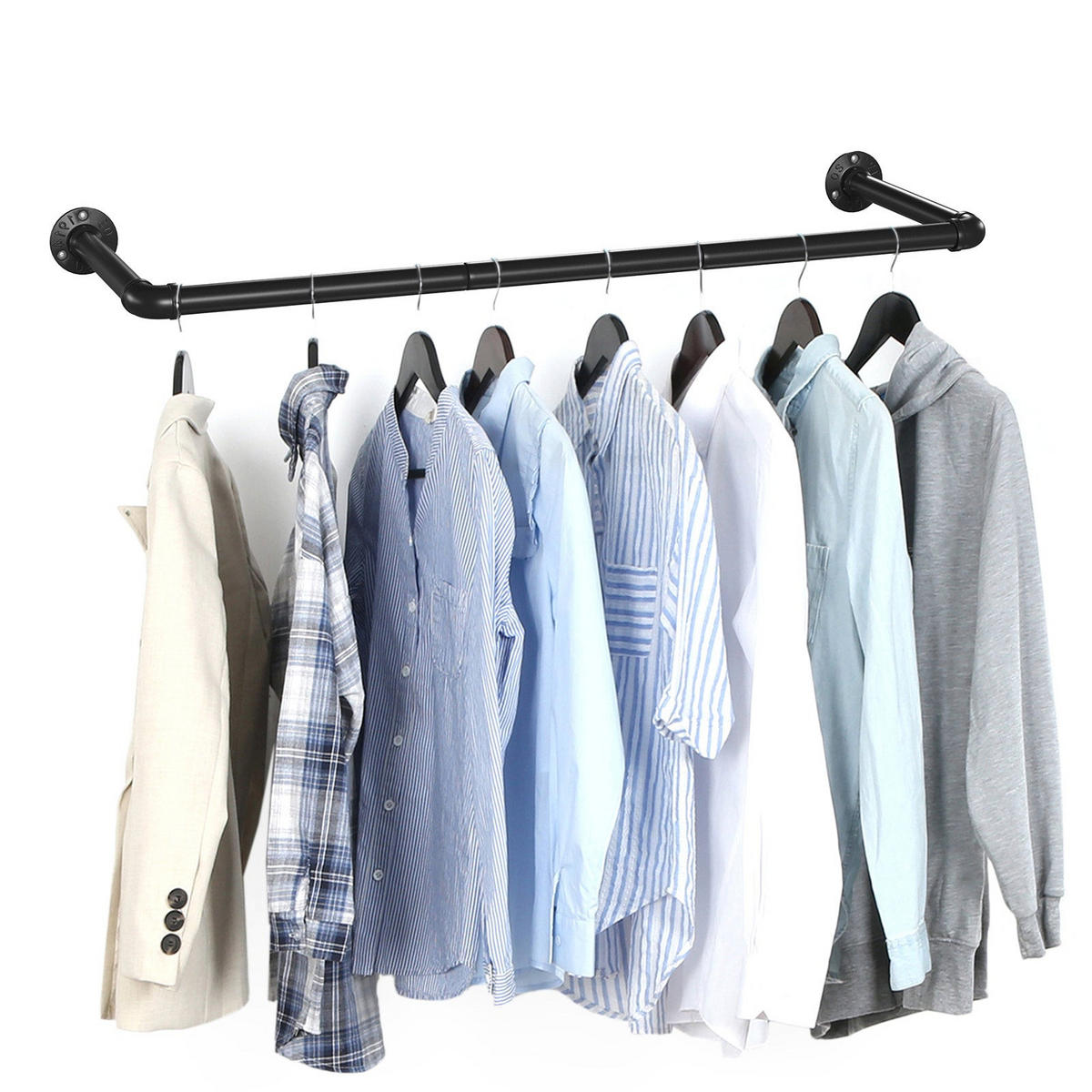 KLEIDERSTANGE 2ER-SET - Schwarz, Metall (92cm) - Hansiro