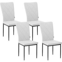 ESSZIMMERSTUHL 4er Set, Kunstleder, Weiß - Schwarz/Weiß, Kunststoff/Metall (42/94.5/59cm) - Woltu