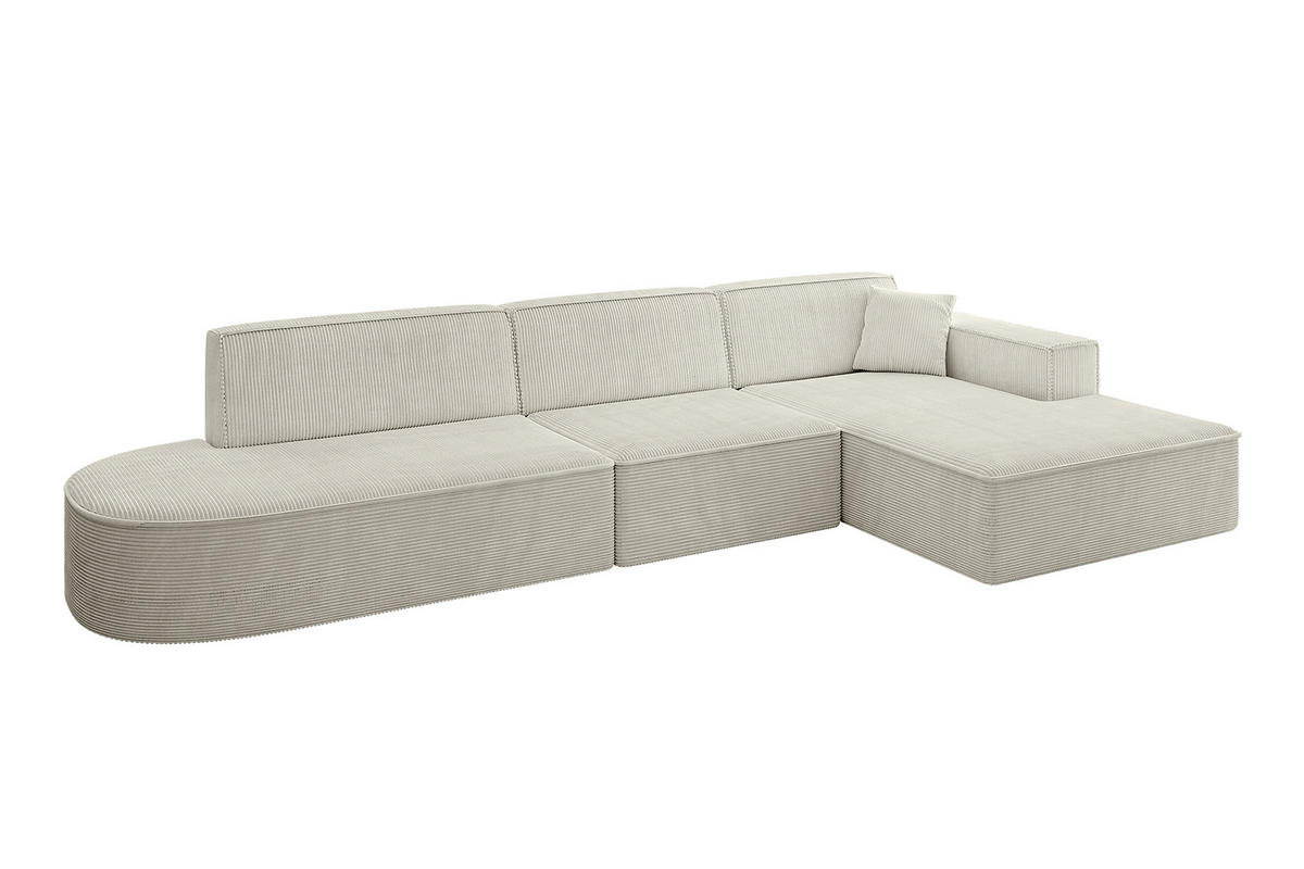 ECKSOFA Ottomane Rechts IREA-L2-v4 - 318x165x72,5 cm Hellgrau - Hellgrau, Holzwerkstoff/Textil (318/165cm) - ALTDECOR