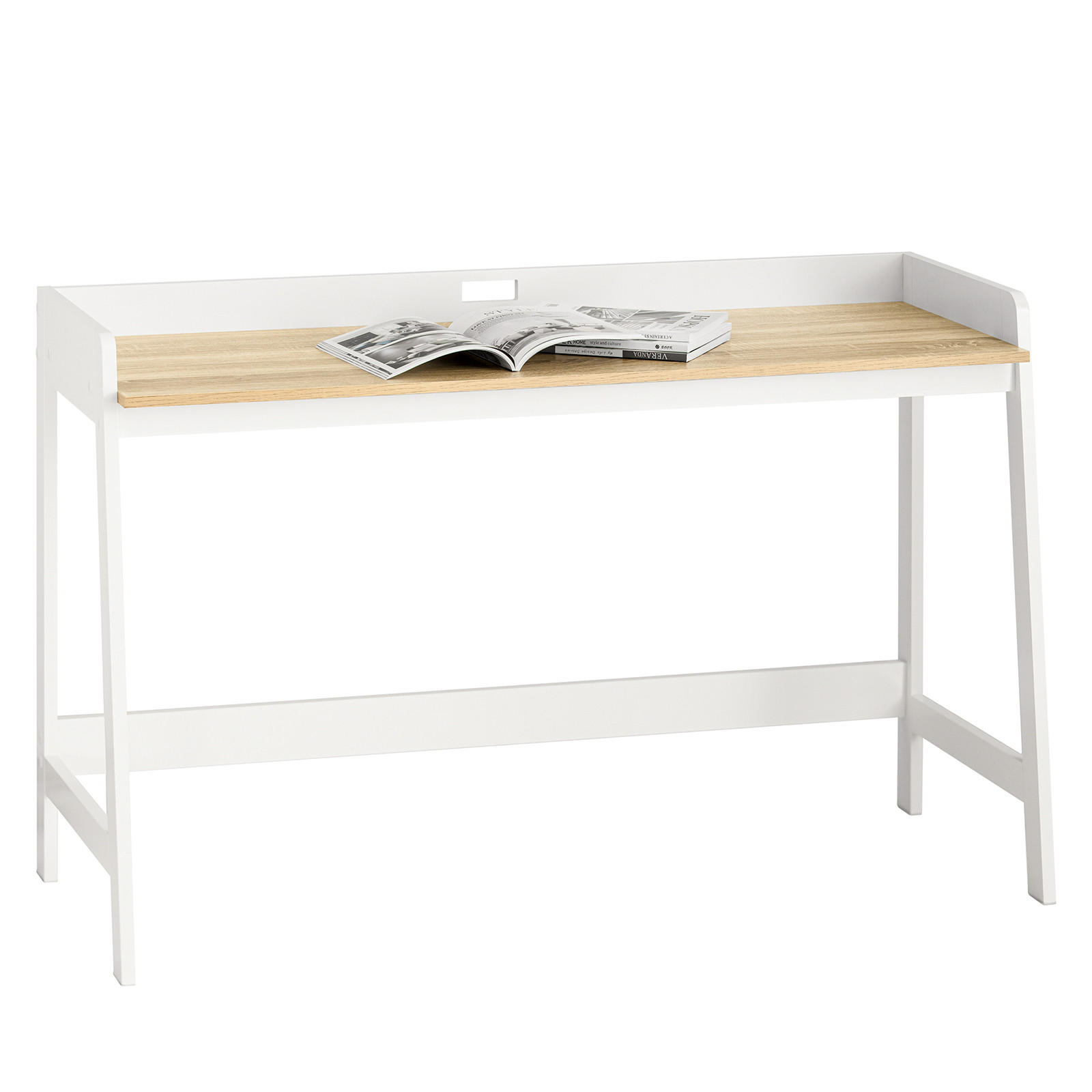 SCHREIBTISCH Weiß-Natur - Weiß, Holzwerkstoff (51/125/80cm) - SoBuy