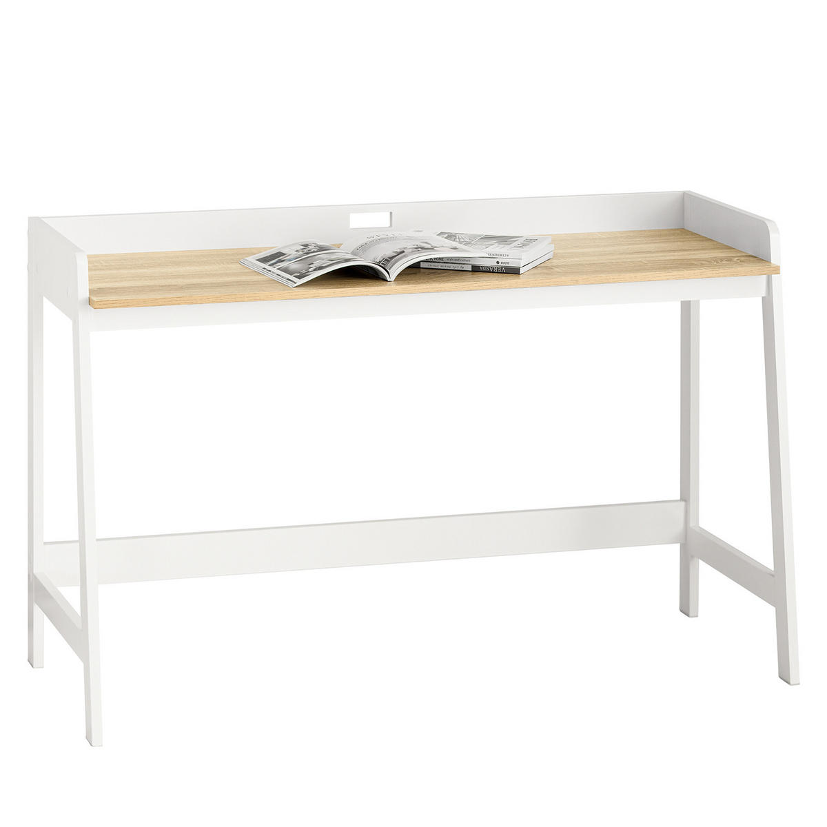 SCHREIBTISCH Weiß-Natur - Weiß, Holzwerkstoff (51/125/80cm) - SoBuy
