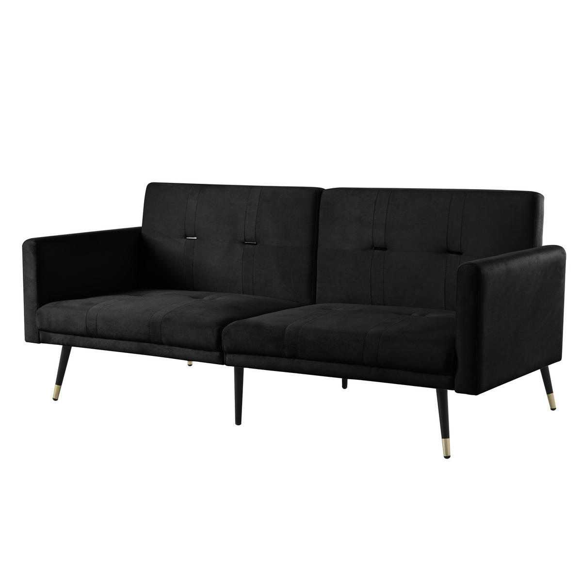 SCHLAFSOFA 2-Sitzer mit verstellbaren Rückenlehnen Samt Black - Schwarz, Holzwerkstoff (164/70/89cm) - Meubliv