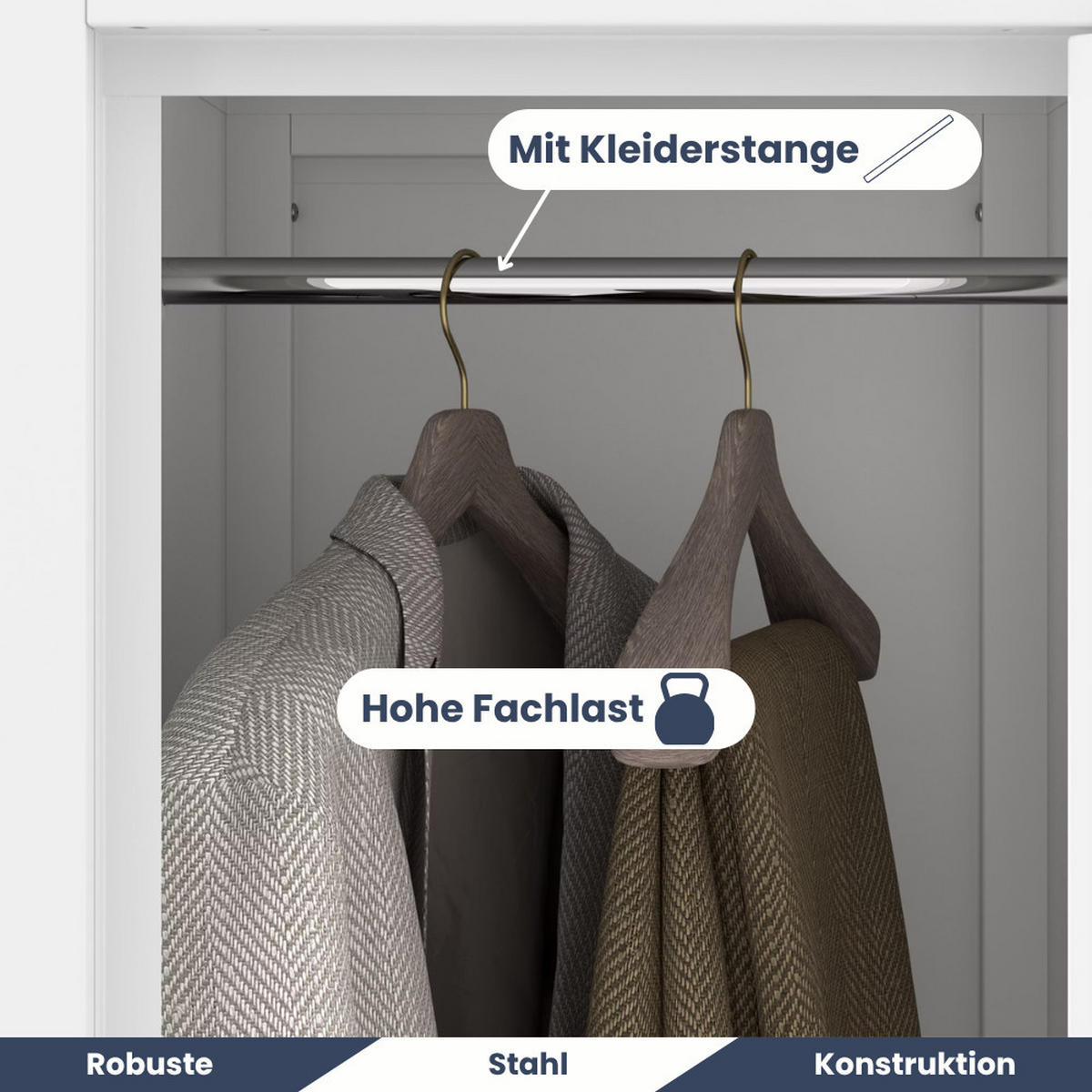 UMKLEIDESCHRANK Spind TOKIO 2 Abteile 185x31,7x45cm Weiß - Weiß, Metall (31.7/185/45cm) - DELUKE