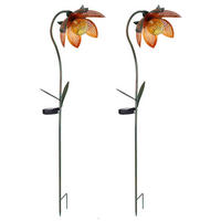 LED AUSSENLEUCHTE Solarleuchte Gold - Goldfarben, Glas (25/15/90cm) - Globo Lighting