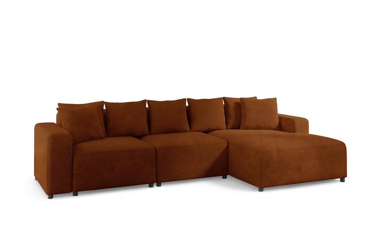 ECKSOFA Megan In Poso - Rotbraun, Holzwerkstoff/Textil (331/165cm) - Fun Möbel