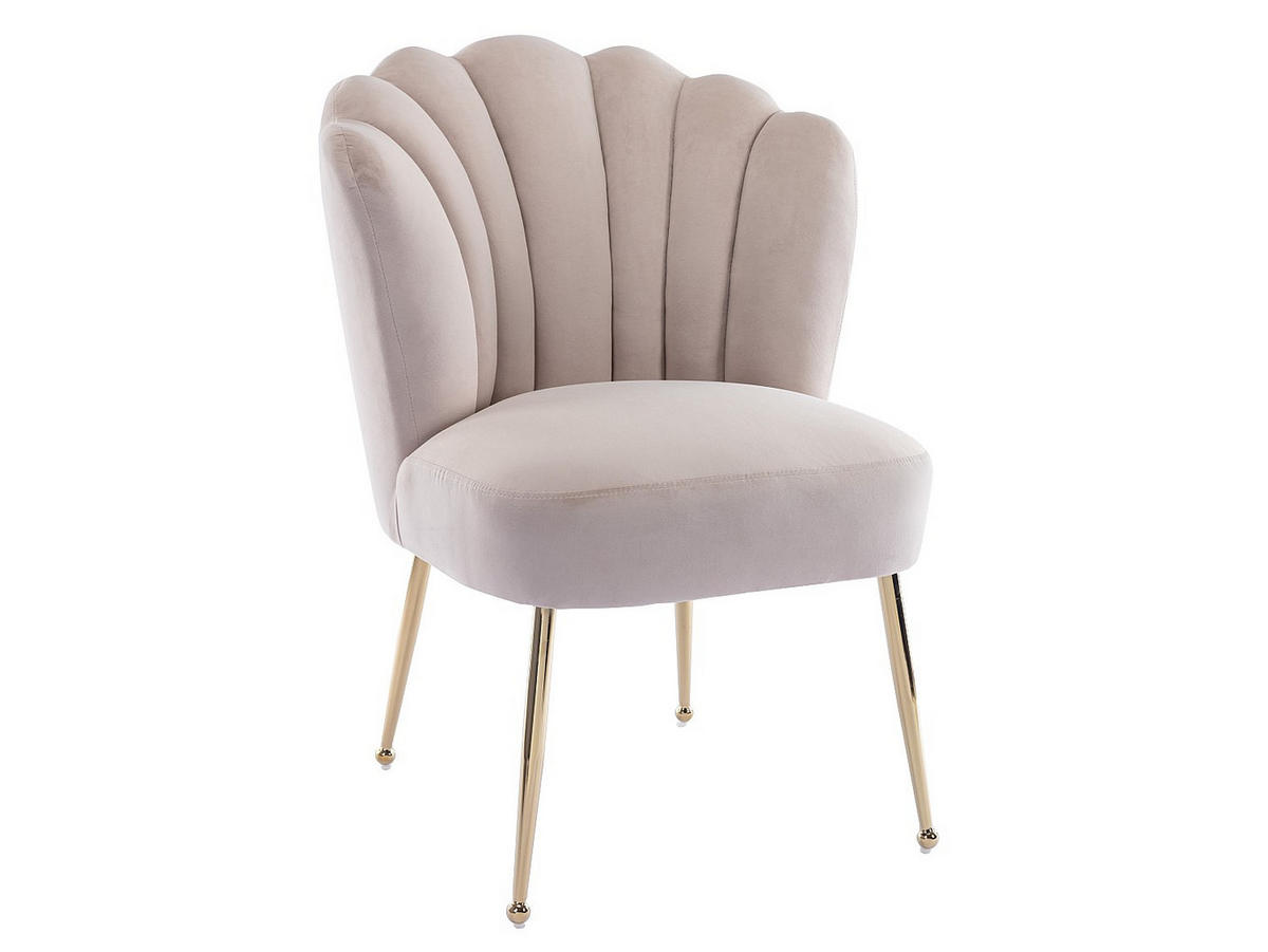 STUHL - 64cm x 65cm - Samt - beige - RUTY - Beige, Textil (64/87/65cm) - Vente-Unique