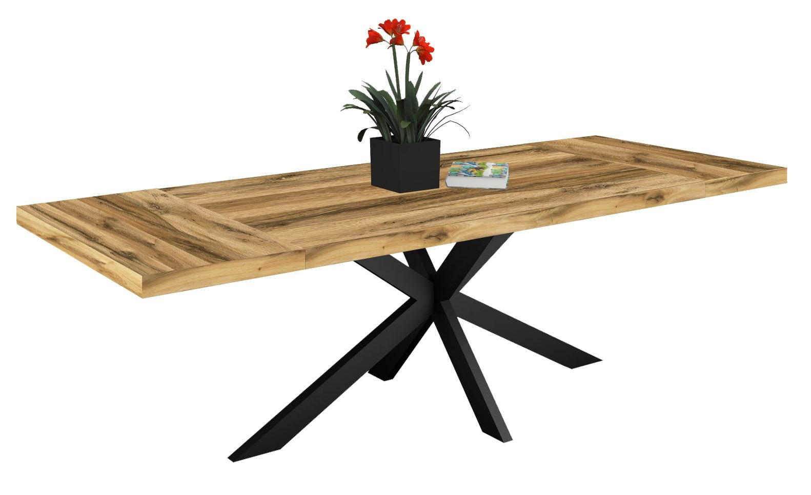 ESSTISCH Elgin 2 175-275x80x100 Holzwerkstoff Schwarz/Plankeneiche - Alteiche/Schwarz, Holzwerkstoff (175/100/80cm) - 58aufmkessel