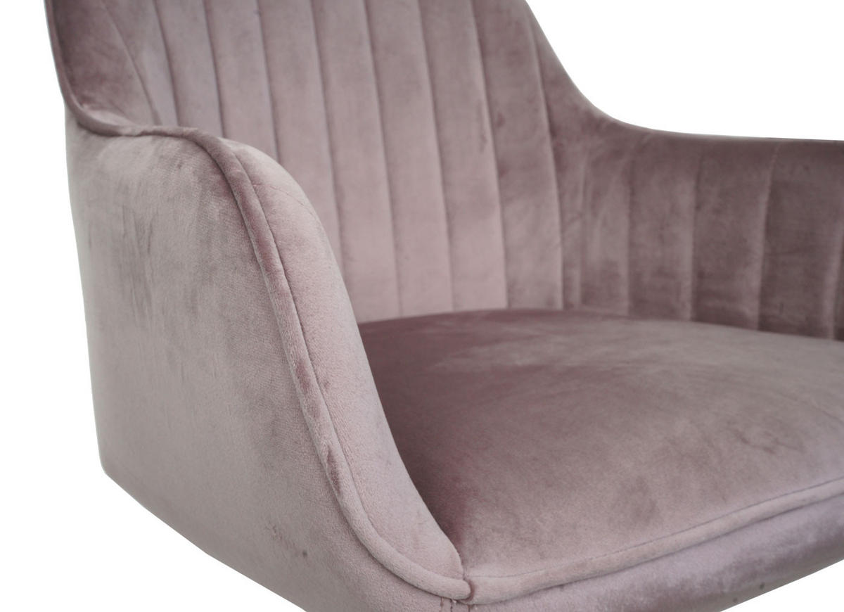 DREHSTUHL HxBxT 87x58x58cm Sitzhöhe 46cm Samt mit Armlehne goldenes Fußkreuz Rosa - Rosa, Textil (58/87/58cm) - PROREGAL