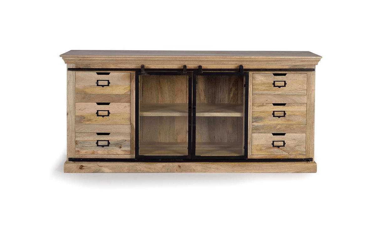 SIDEBOARD aus Mangoholz und Schwarz - Braun, Holz (45/86/180cm) - Giner y Colomer