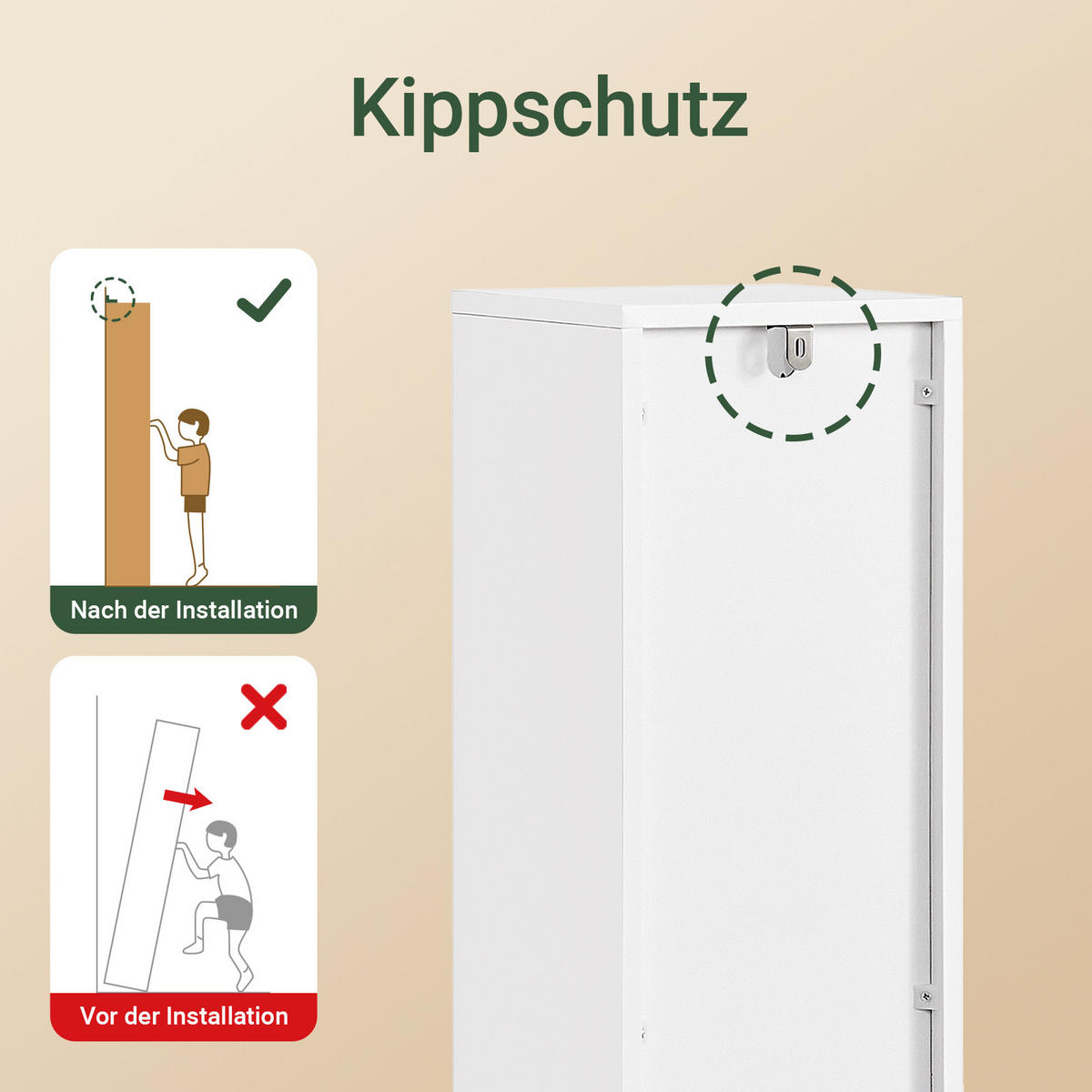 TOILETTENSCHRANK Weiß, 20x96x20cm - Weiß, Holzwerkstoff (20/96/20cm) - SoBuy