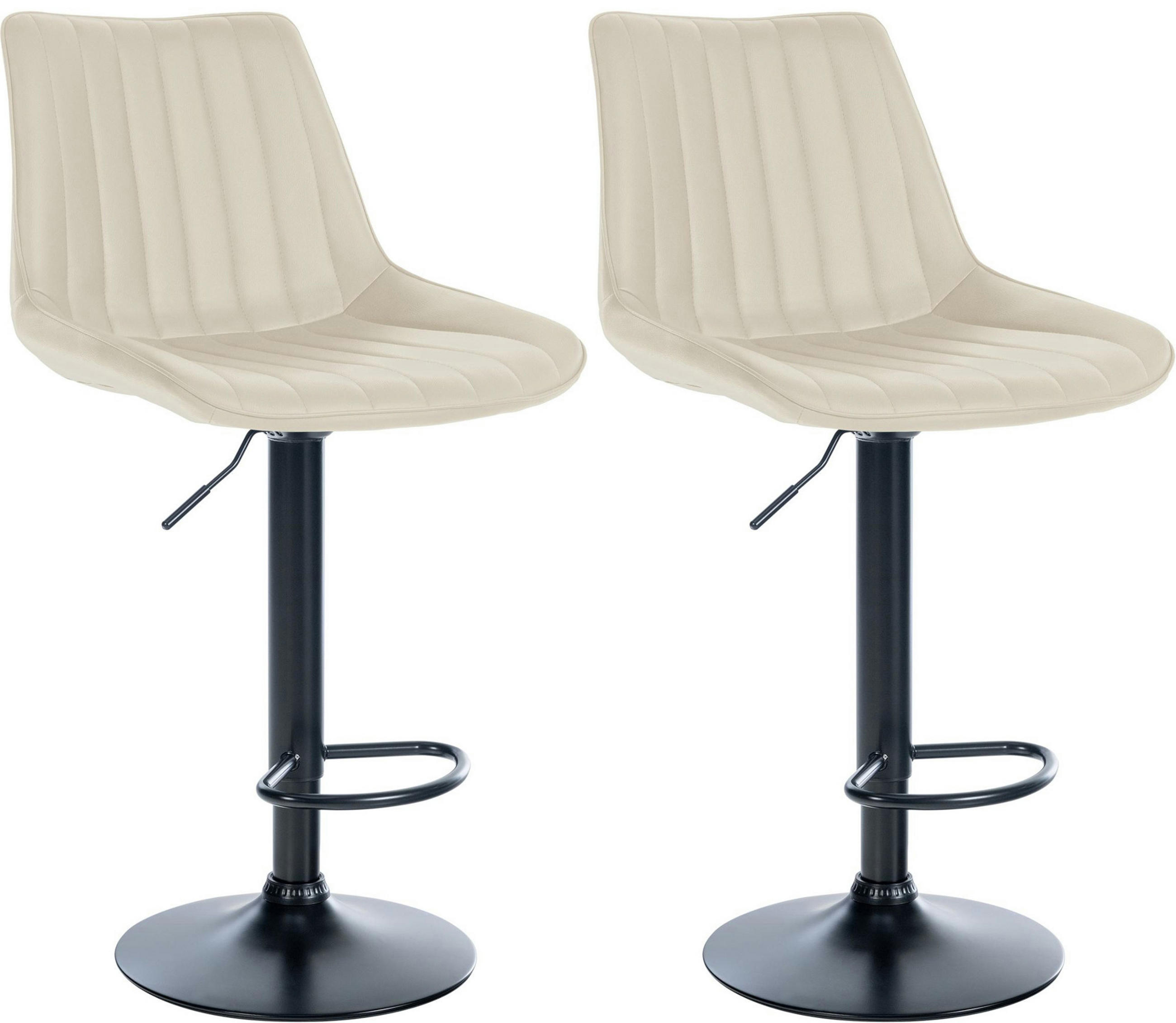 BARHOCKER 2er Set Tolor Kunstleder schwarz creme - Creme/Schwarz, Kunststoff/Metall (49.5/112/50cm) - TPFLiving