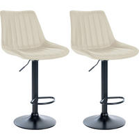 BARHOCKER 2er Set Tolor Kunstleder schwarz creme - Creme/Schwarz, Kunststoff/Metall (49.5/112/50cm) - TPFLiving