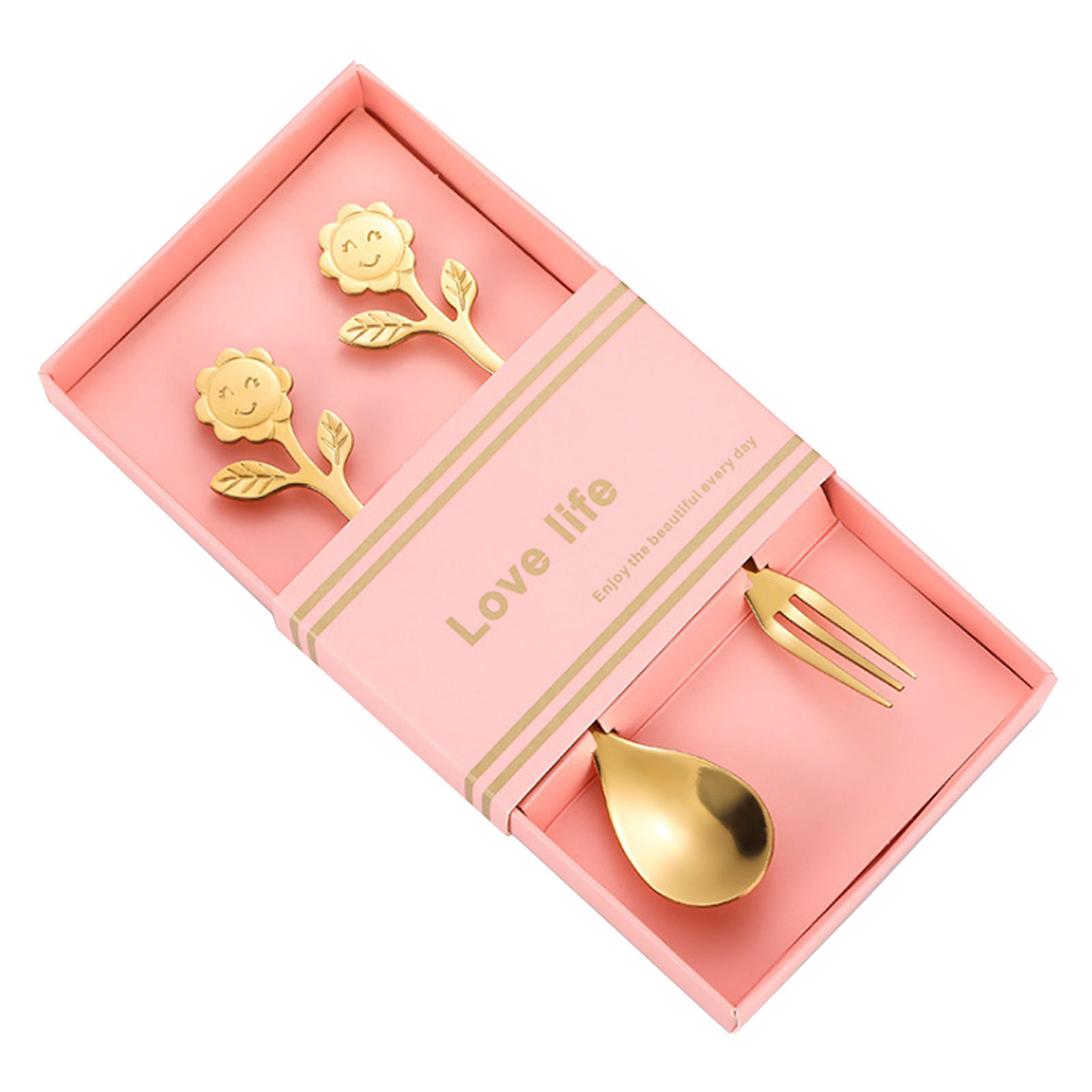 BESTECK-SET 2-teiliges Besteck-Set Edelstahl gold - Goldfarben, Metall