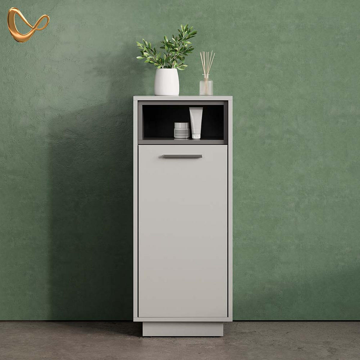 MIDISCHRANK Temo Grau 38 x 93 cm - Grau, Holzwerkstoff (38/93/30cm) - Livinity®