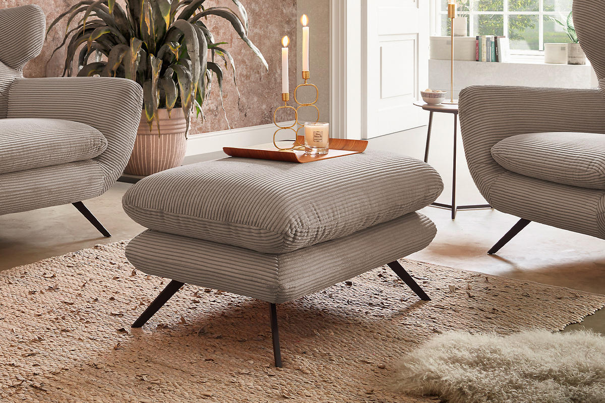 HOCKERBANK CHARME Taupe - Taupe, Textil (90/45/60cm) - KAWOLA
