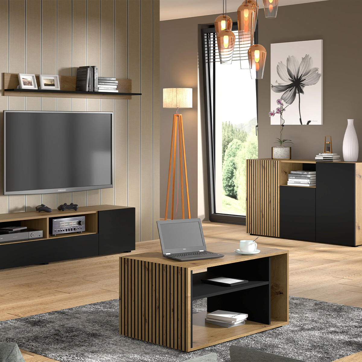 COUCHTISCH Nera Holz und Schwarz - Schwarz, Holzwerkstoff (55/88/45cm) - Petits-meubles