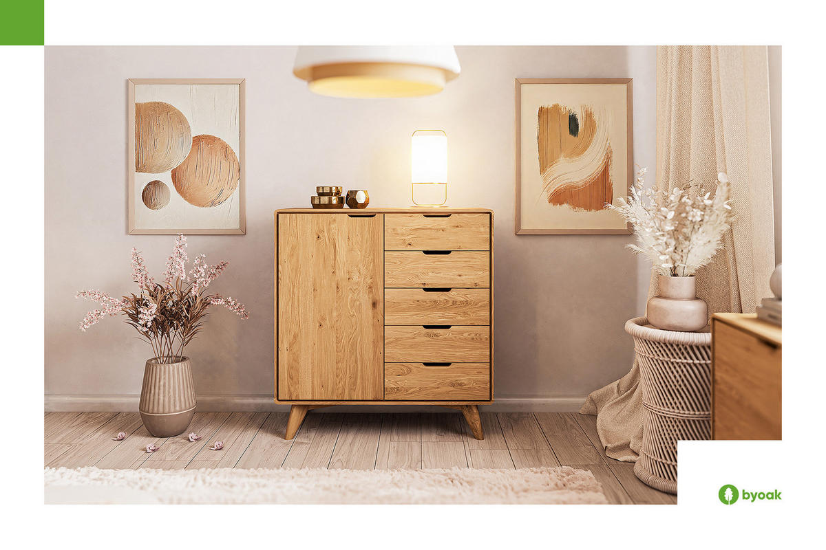 KOMMODE HOCH GREG Kernbuche - Kernbuche, Holz (90/92/40cm) - byoak