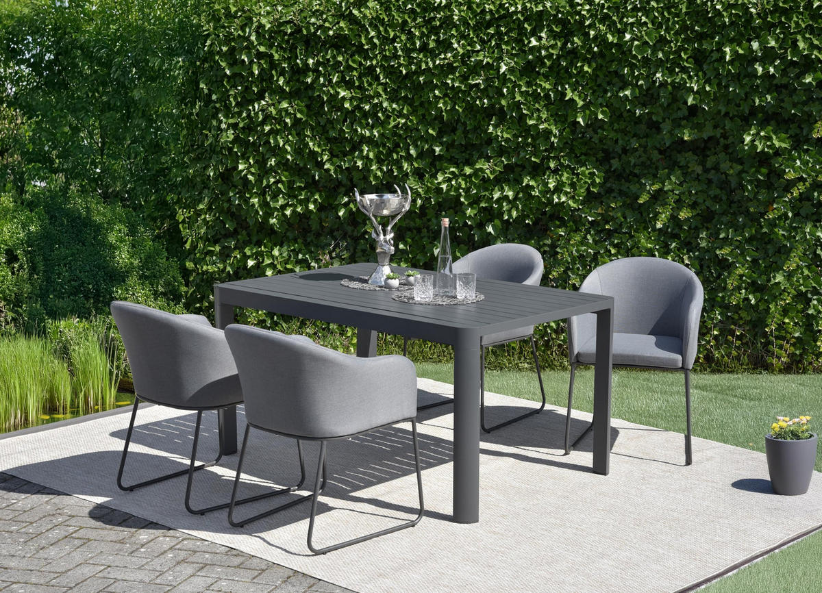 GARTENTISCH Katrin Ausziehtisch - Schwarz, Kunststoff (149/97/75cm) - DELUKE