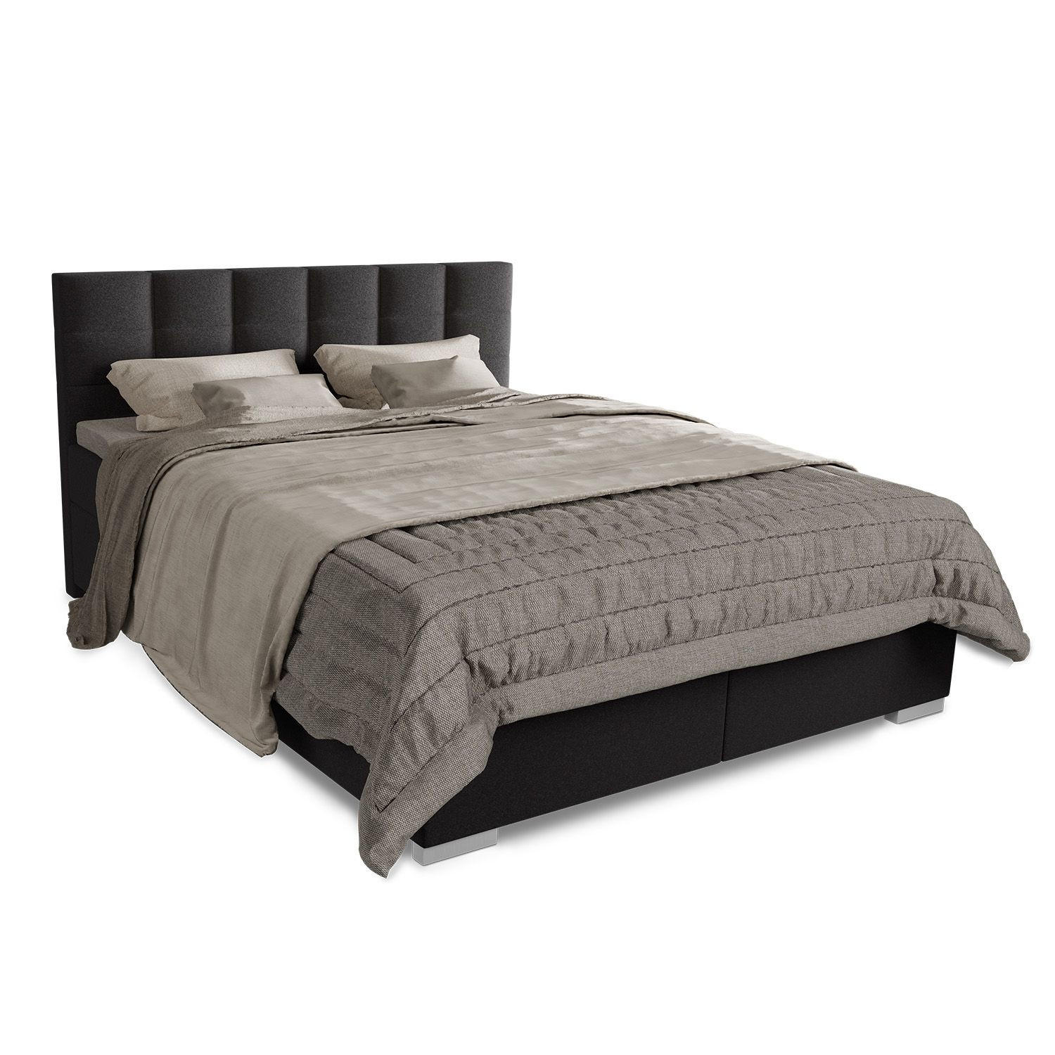BOXBETT Seattle schwarz 180x200 cm Malmo-Stoff - Schwarz, Textil (180/200cm) - Juskys