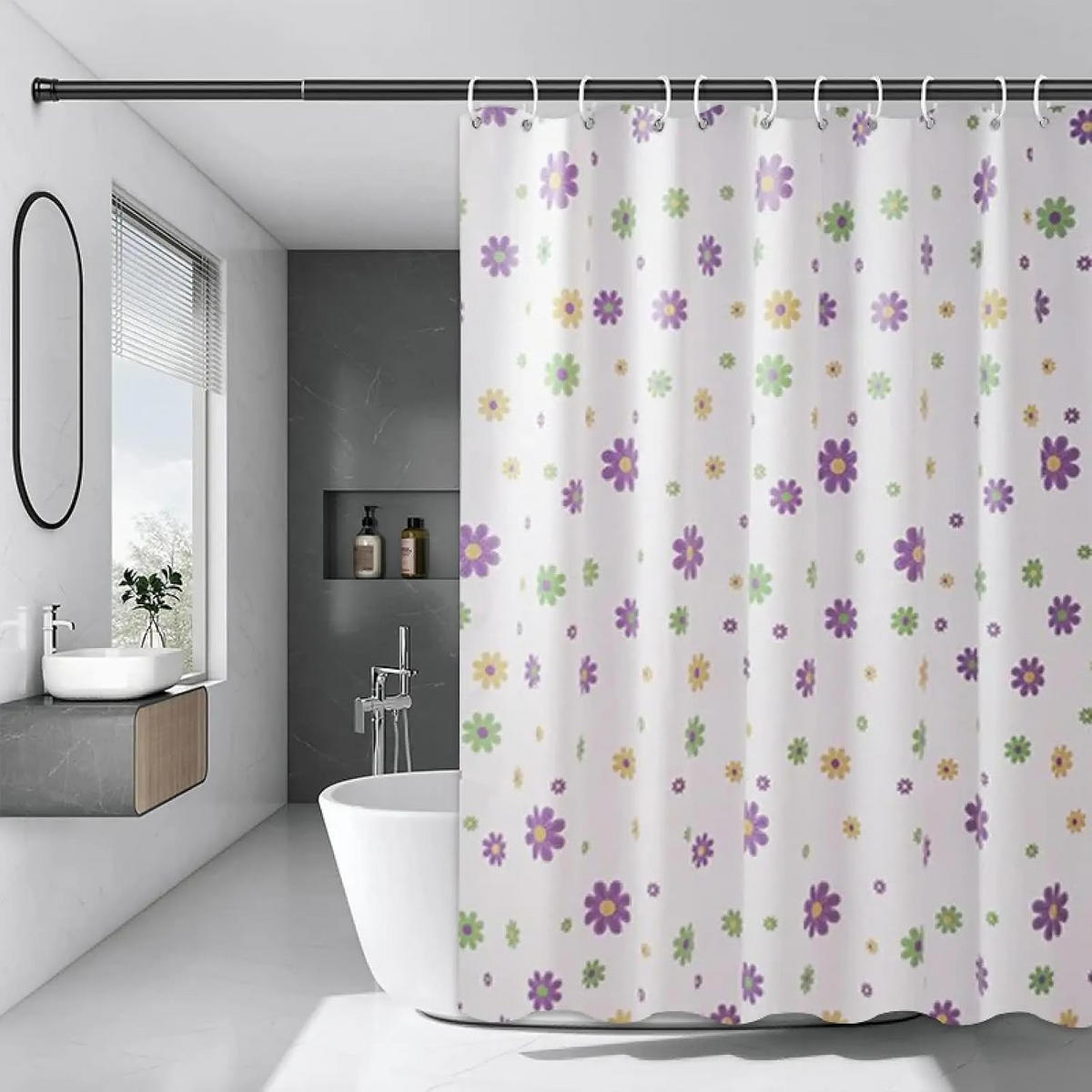 DUSCHVORHANG – 180 x 200 cm – inklusive Haken - Multicolor, Kunststoff (180/200cm)