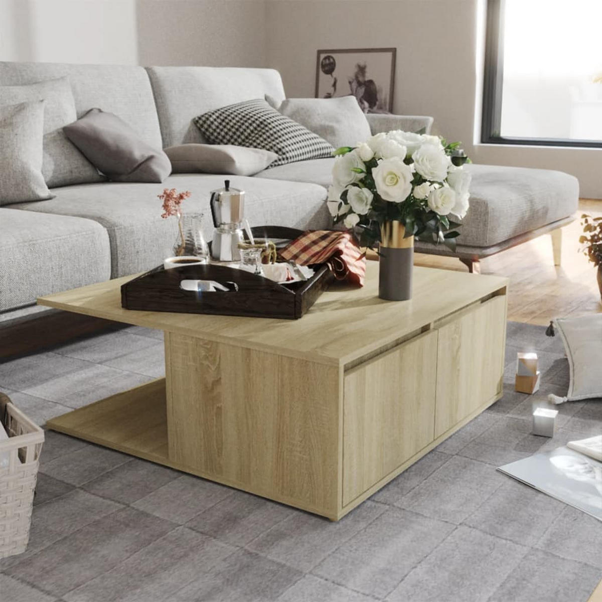COUCHTISCH Sonoma-Eiche 80x80x31 cm Holzwerkstoff - Braun, Holzwerkstoff (80/80/31cm) - furnicato