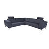 MODULARES Ecksofa Selena - Marinenblau, Verstellbare Kopfstützen und Metall Füßen - Schwarz/Dunkelblau, Kunststoff/Textil (260/260cm) - KS Home Concept