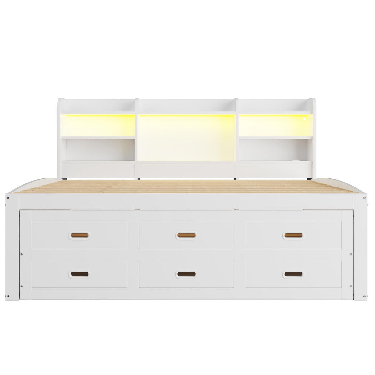 POLSTERBETT aus Spanplatte und MDF 140x200 cm in Weiß mit LED & USB-C - Weiß, Holzwerkstoff (140/200cm) - Modfu