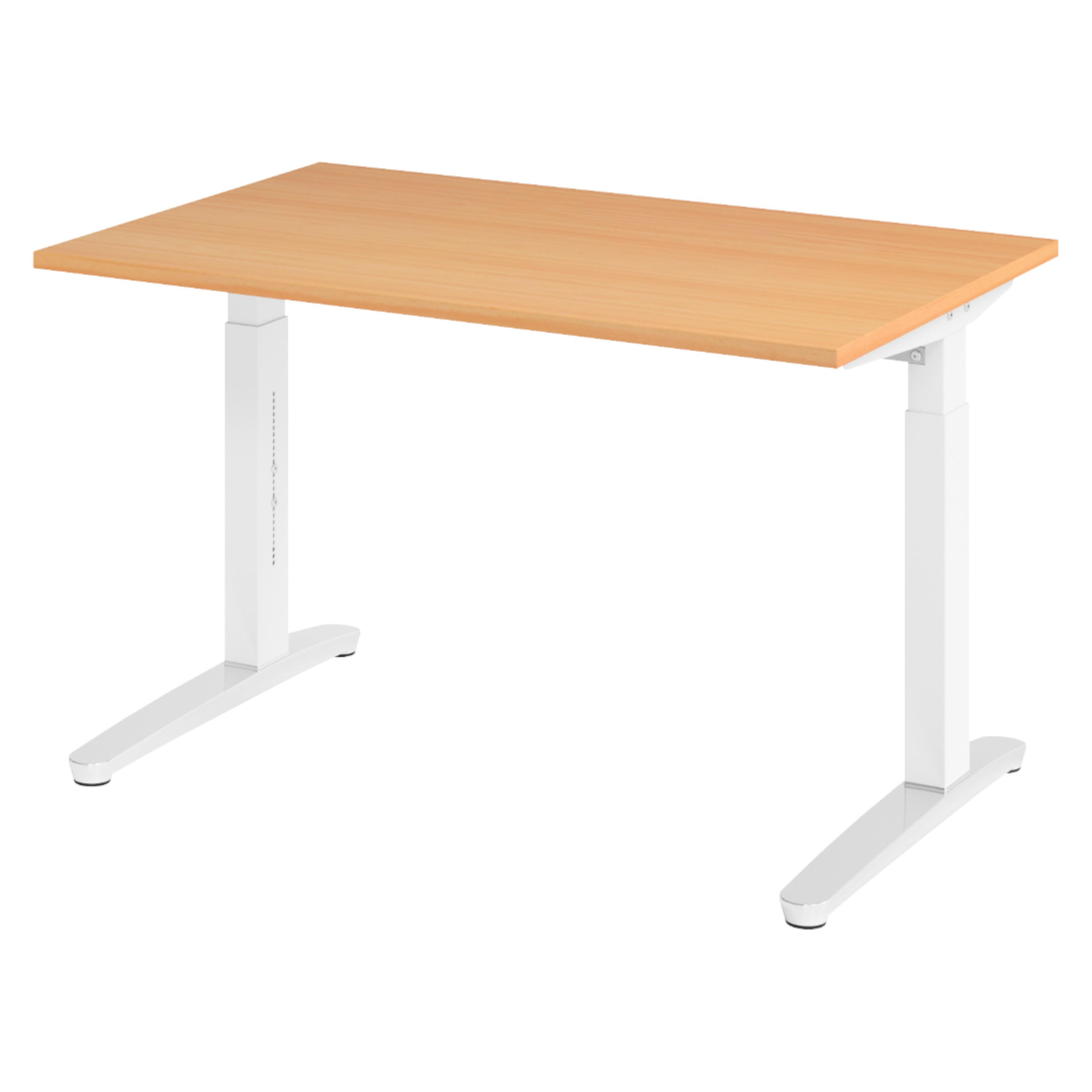 bümö Schreibtisch Buche, Weiß, Silber 120x74x80 cm