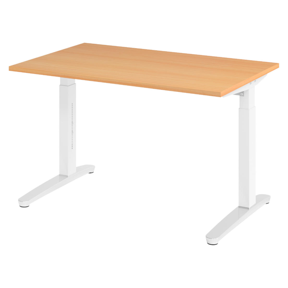 SCHREIBTISCH Serie-XB 80/120/74 cm in Buchefarben/Weiß/Alu poliert - Buchefarben/Weiß, Holzwerkstoff (80/120/74cm) - bümö