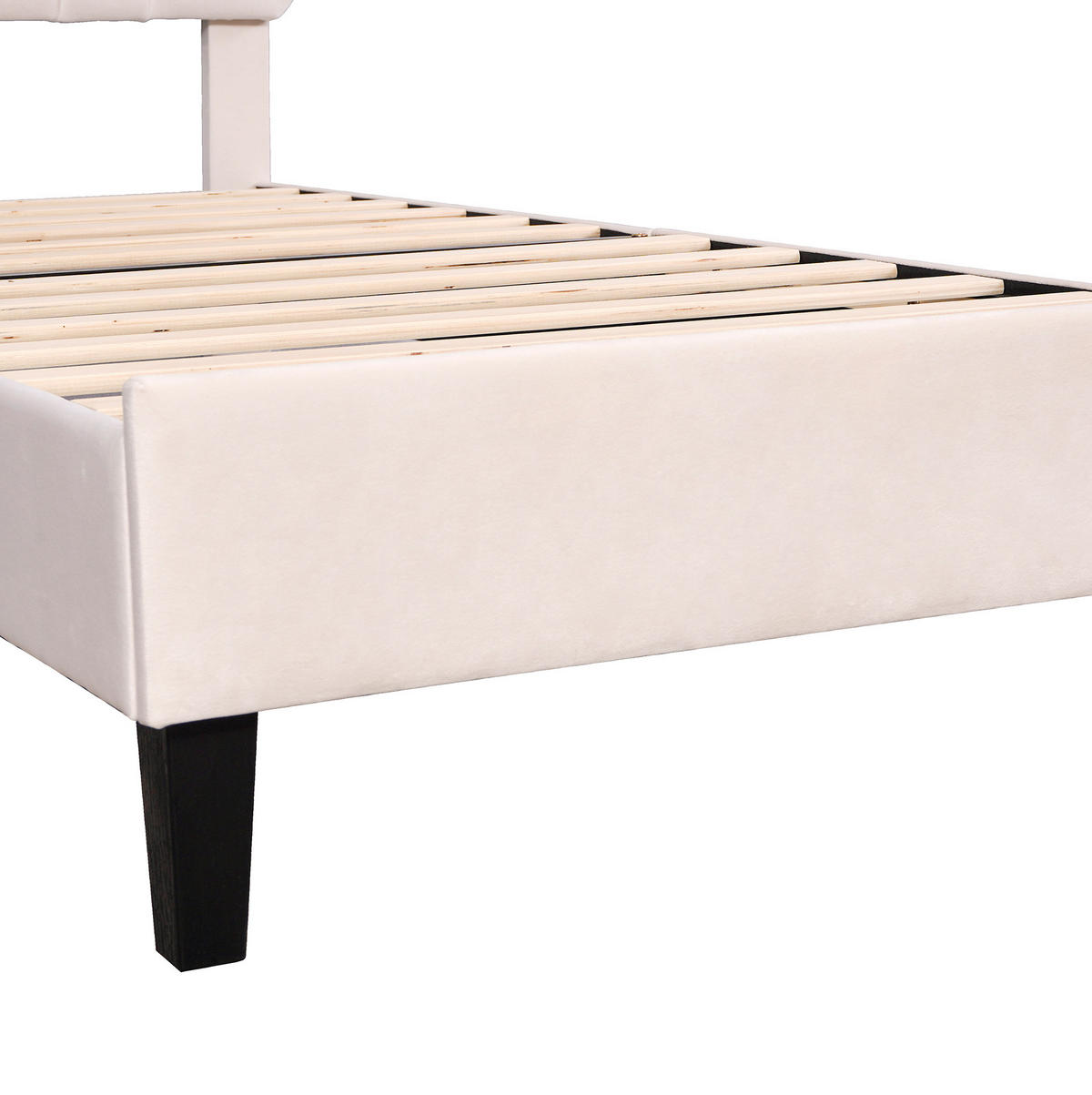 POLSTERBETT 90x200 cm Beige mit Samt-Kopfteil in Blumenform und Lattenrost - Beige, Textil (90/200cm) - IVMEU