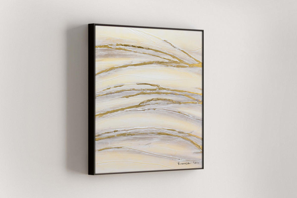 OLEJOMAĽBA 80/80 cm, Mesto a architektúra - zlatá, drevo/textil (80/80cm) - KUNSTLOFT