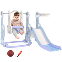 KINDERSCHAUKEL MIT RUTSCHE, Hellblau, Kunststoff - Hellblau, Kunststoff (147.5/107/160cm) - AIYAPLAY