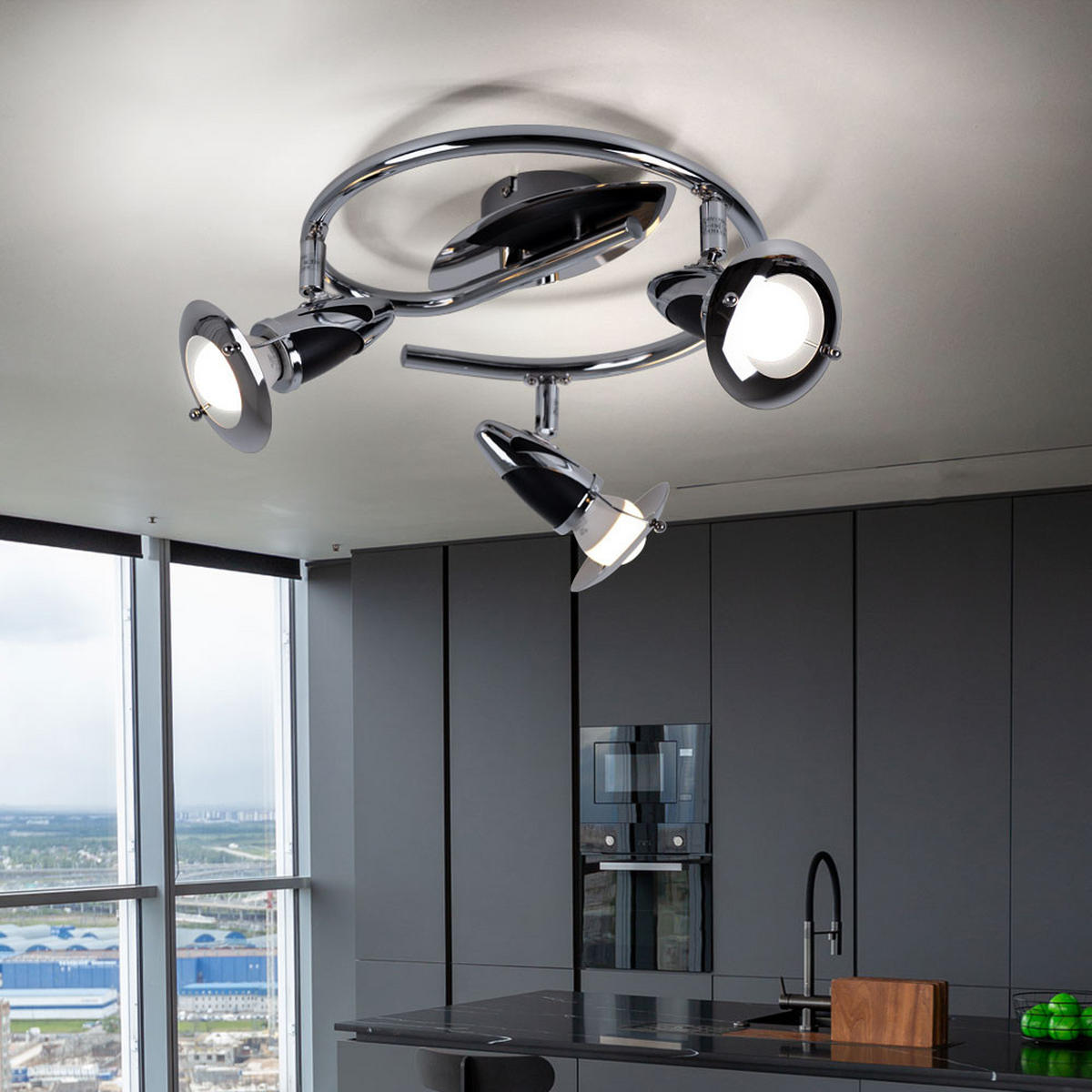 LED DECKENLEUCHTE Holz Silber schwenkbar - Silberfarben, Holz (30/30/17.5cm) - Globo Lighting